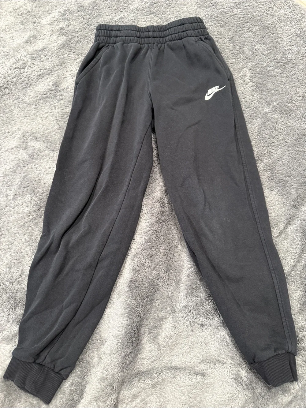Nike Kids Black Jogger Sweatpants with White Swoosh